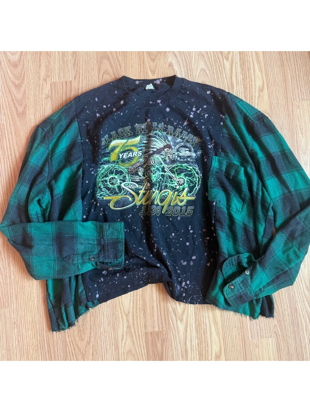 Sturgis Biker Flannel Upcycled Handmade Size Medium